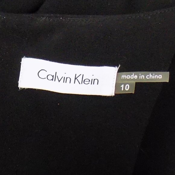 Calvin Klein Sleeveless Zip Back Belted Dress Black/Tan/White Size 10 NWT - Picture 9 of 13